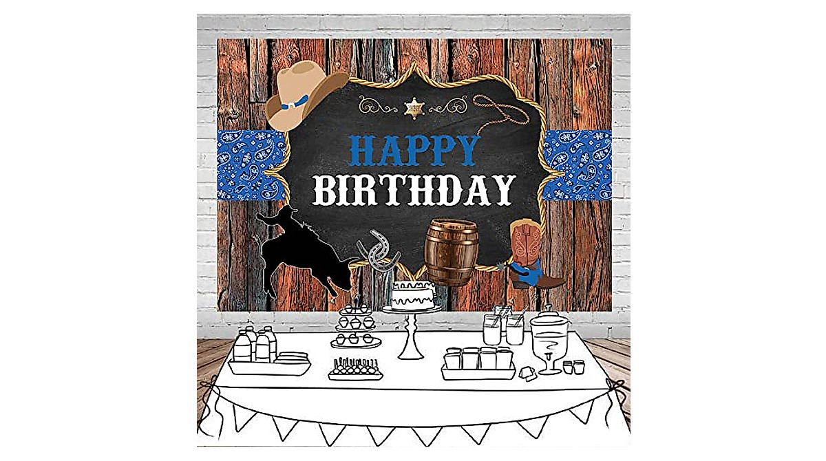 Mocsicka Western Cowboy Theme Backdrop Rustic Wood Cowboy Rodeo ...