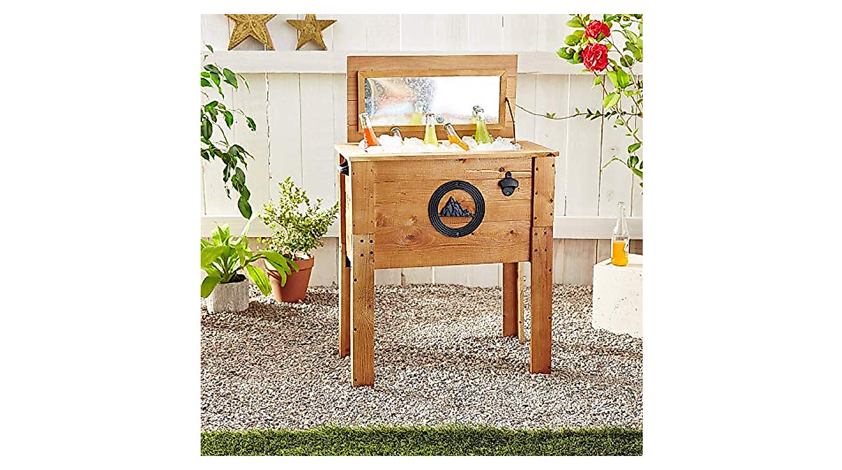 Rustic Outdoor Beverage Cooler - 45 Qt. in Rustic Brown