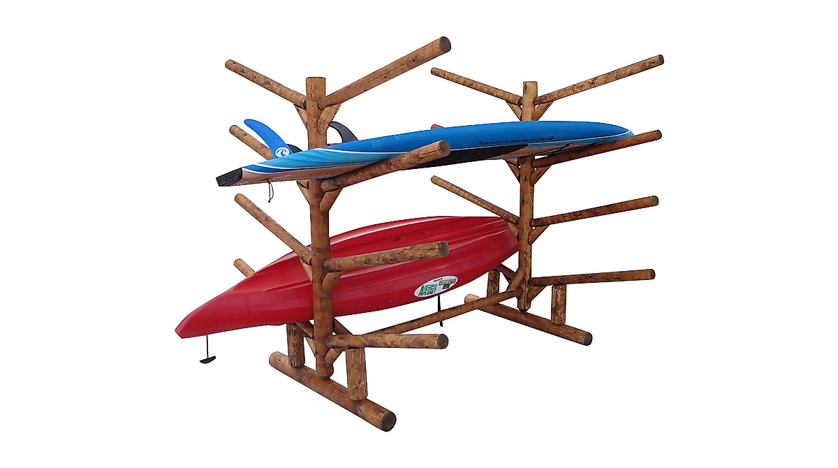 Log Kayak Rack - Durable Outdoor Storage for Kayaks & Surfboards