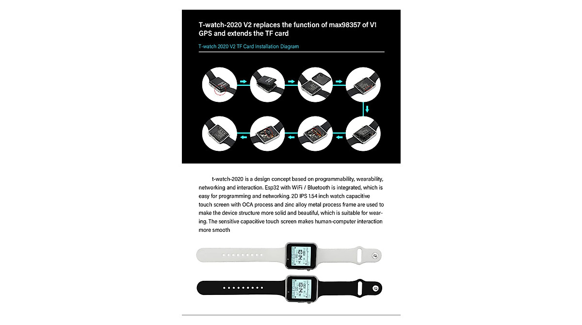 WayPonDEV T-Watch 2020 V2: Programmable ESP32 Smartwatch