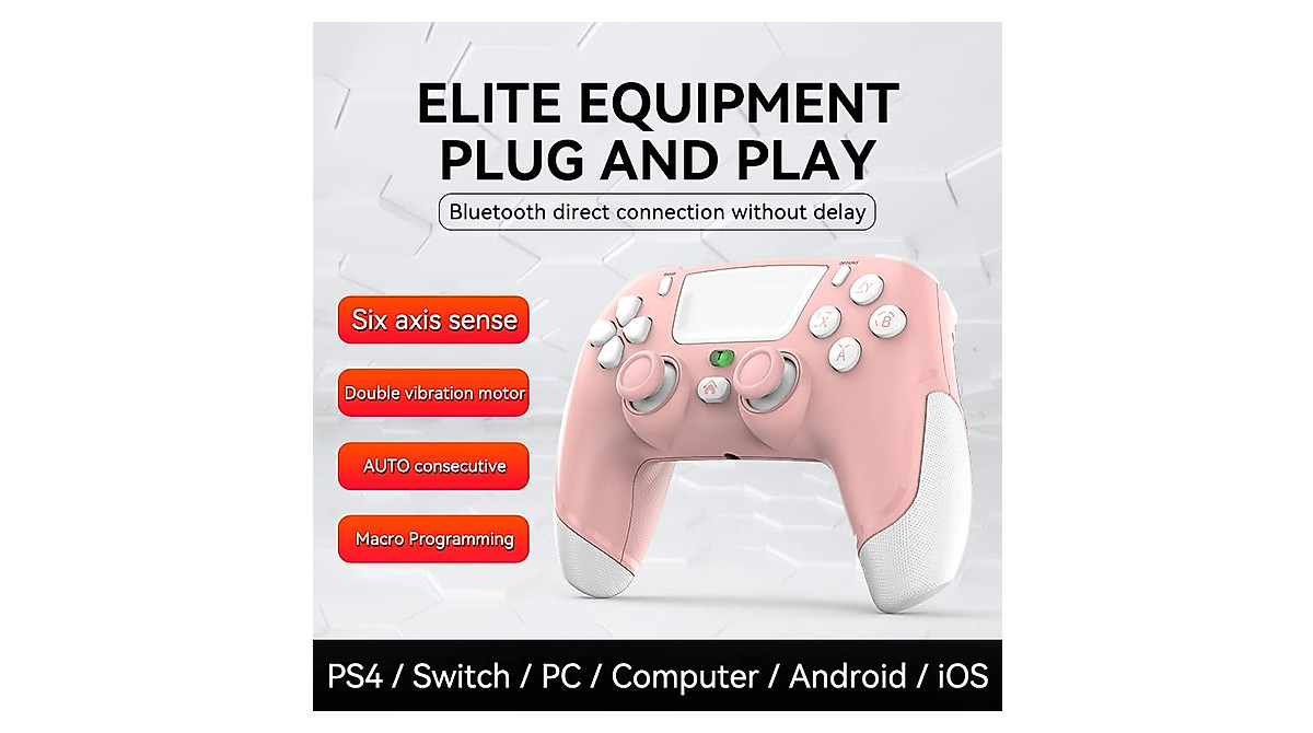 RALAN Pink Wireless Controller for PS4 & More | Immersive Gaming Experience