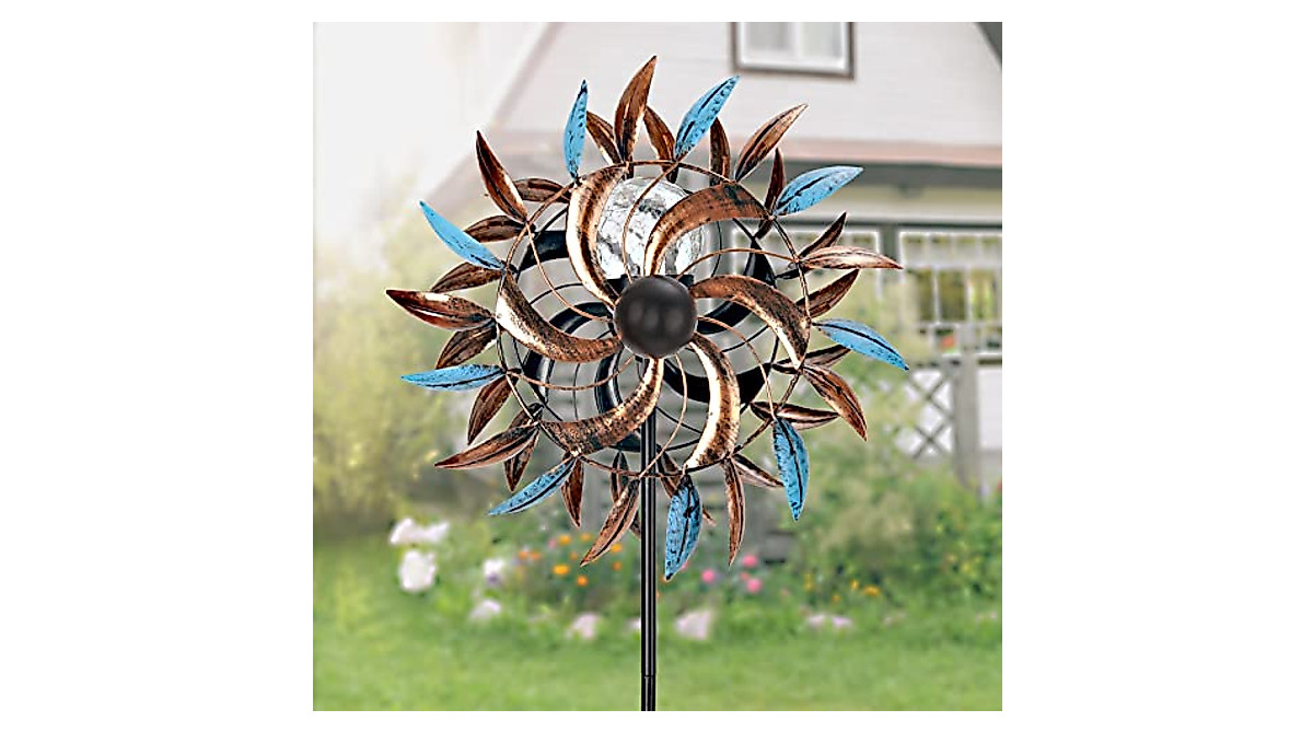 Solar Wind Spinner with Metal Stake | Eco-Friendly Garden Decor