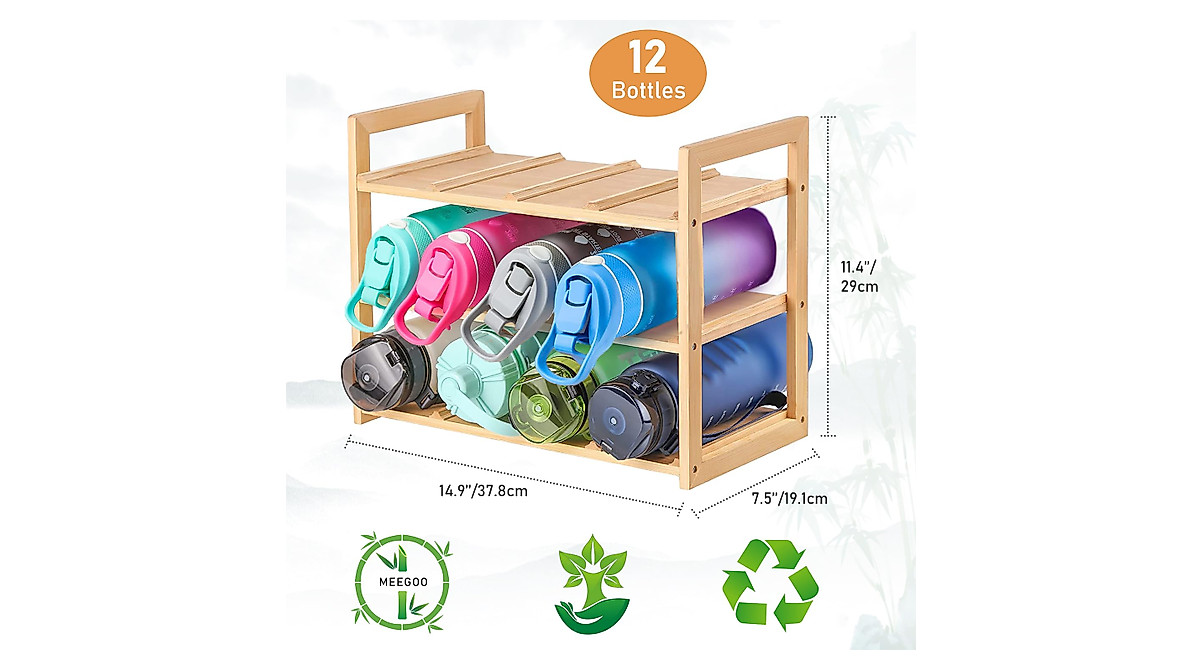 Meegoo Bamboo Water Bottle Organizer – Space-Saving Storage Rack