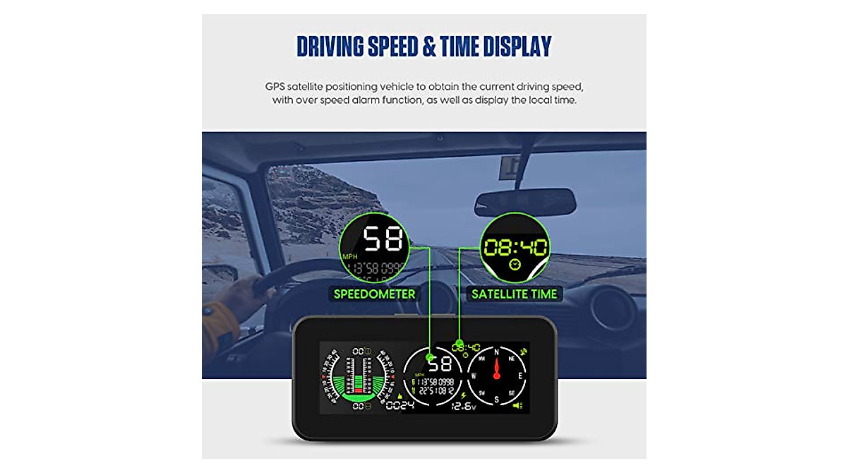 Autoand Car Inclinometer GPS Speed & Tilt Meter for Off-Road Vehicles