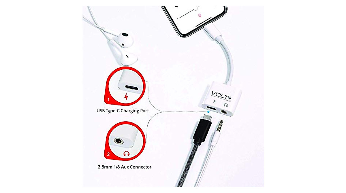 VOLT PLUS TECH USB C to 3.5mm Adapter - Charge & Listen