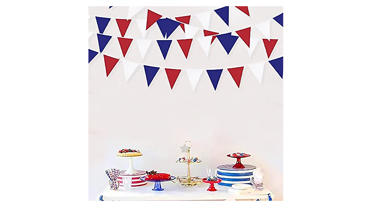 Patriotic 32Ft Red White Blue Banner for 4th of July & Events