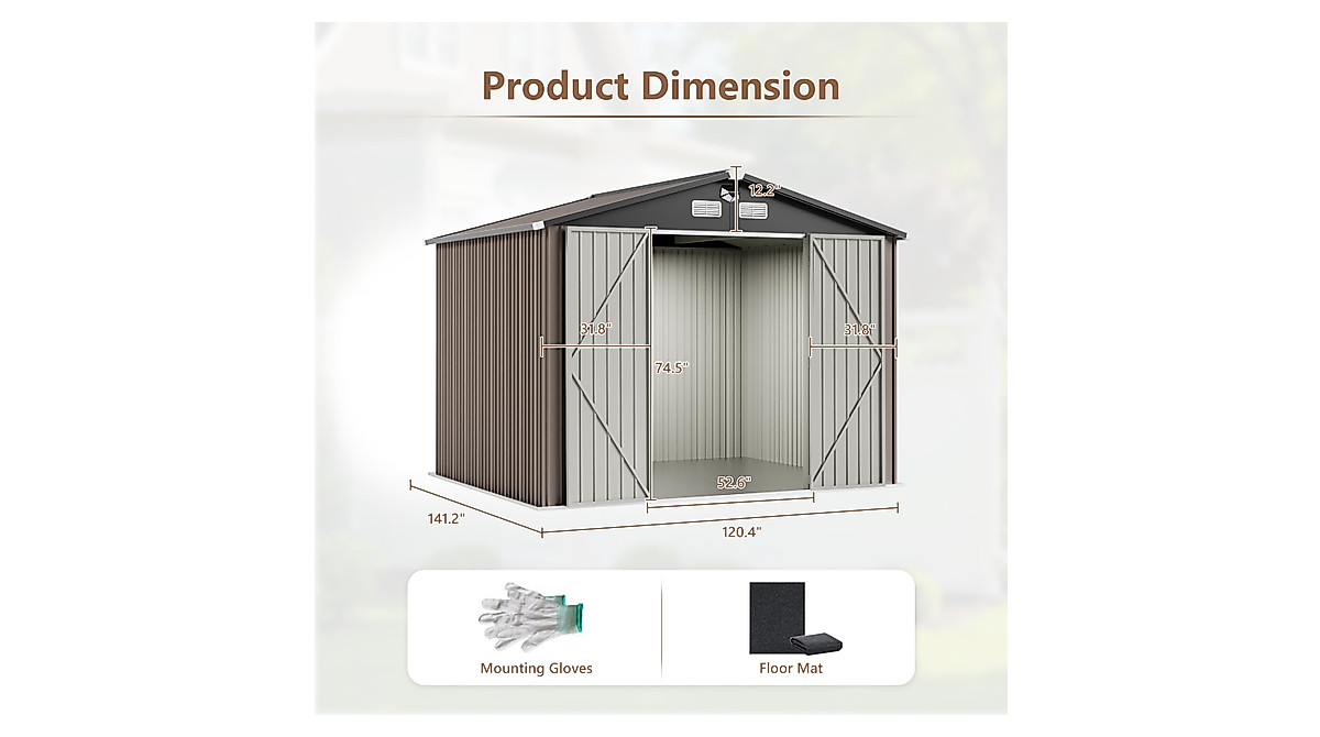 Benass Outdoor Storage Shed 10x12 FT - Durable & Waterproof