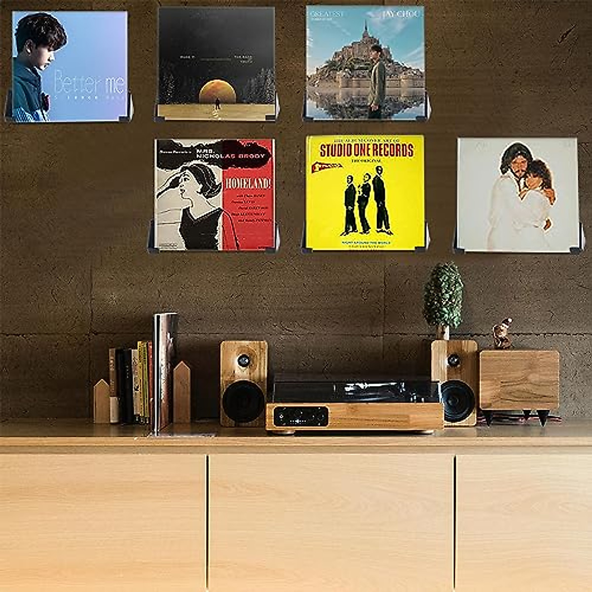 Stylish 6 Pack Vinyl Record Wall Mount Shelf | LP Display