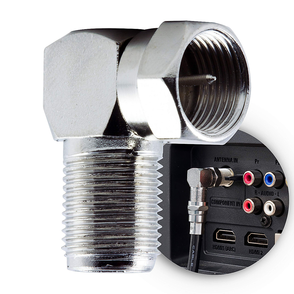 GE RG6 Coaxial Cable & 90-Degree F-Type Connector Adapter | Easy Setup