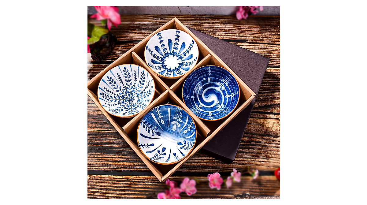 BOSILI Japanese Rice Bowls Set of 4 - Elegant Ceramic Tableware