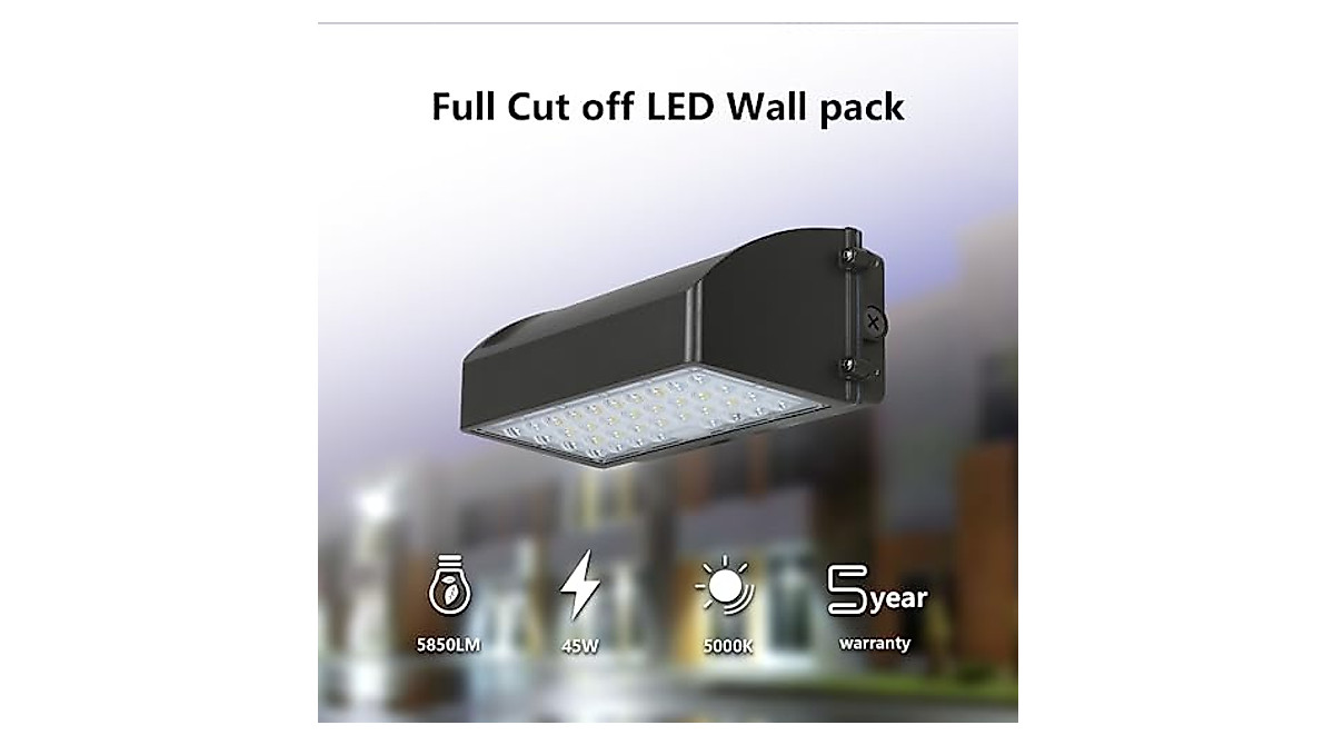 Sokply Full Cutoff LED Wall Pack Light - 45W Dimmable