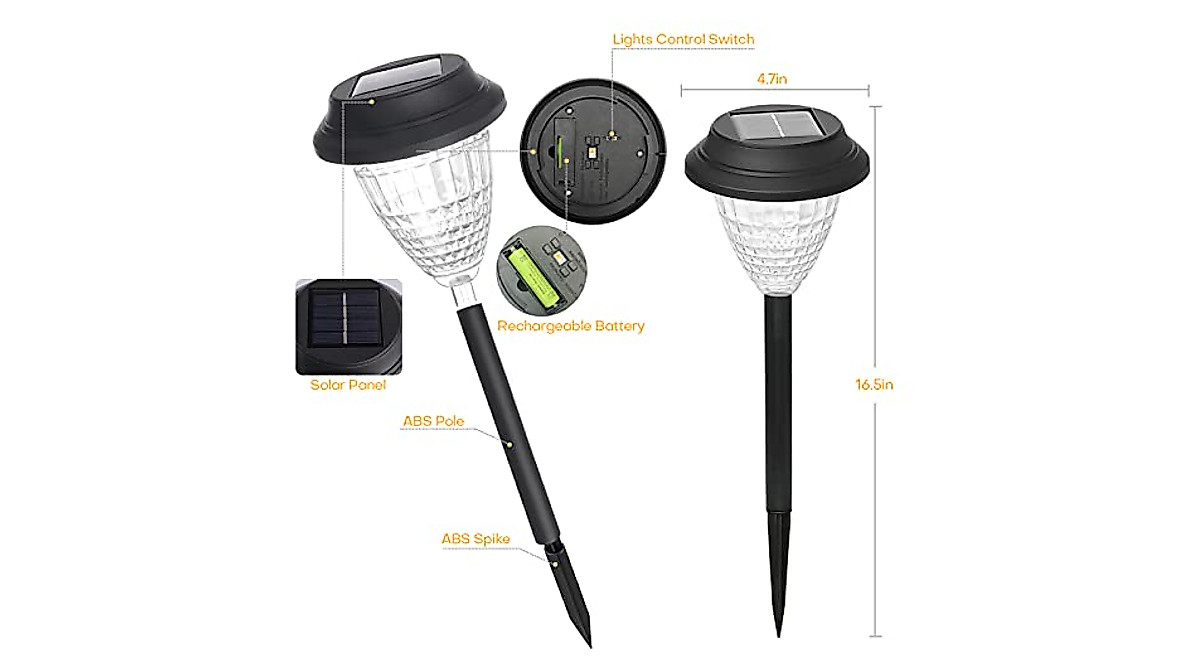 8 Pack Solar Path Lights - Waterproof RGB & Warm White Outdoor Lighting
