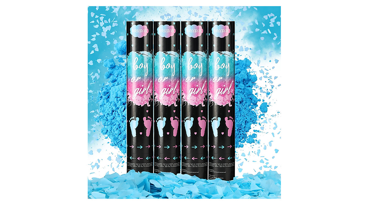 Threebees Blue Gender Reveal Confetti Cannon - Eco-Friendly Fun