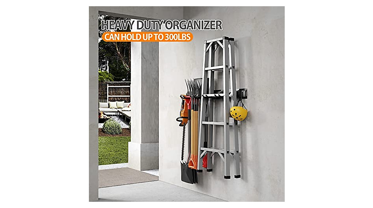 Garage Wall Organizer Rack with Removable Hooks - Heavy Duty Steel