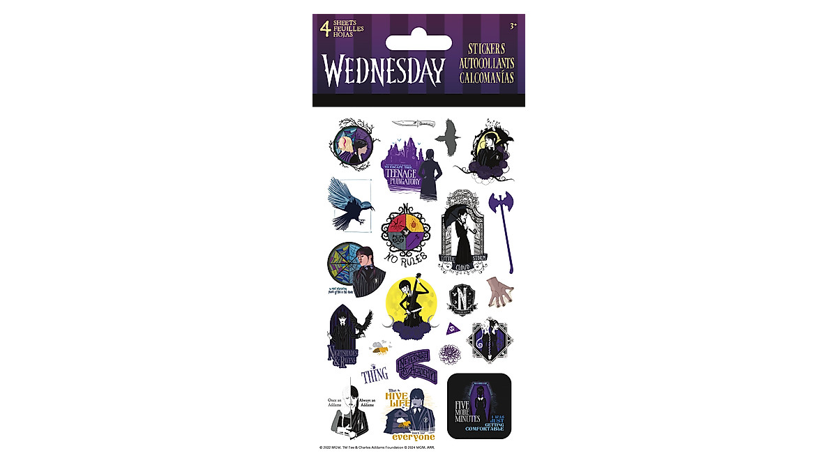 Wednesday Stickers - Fun 4 Sheet Pack for Kids