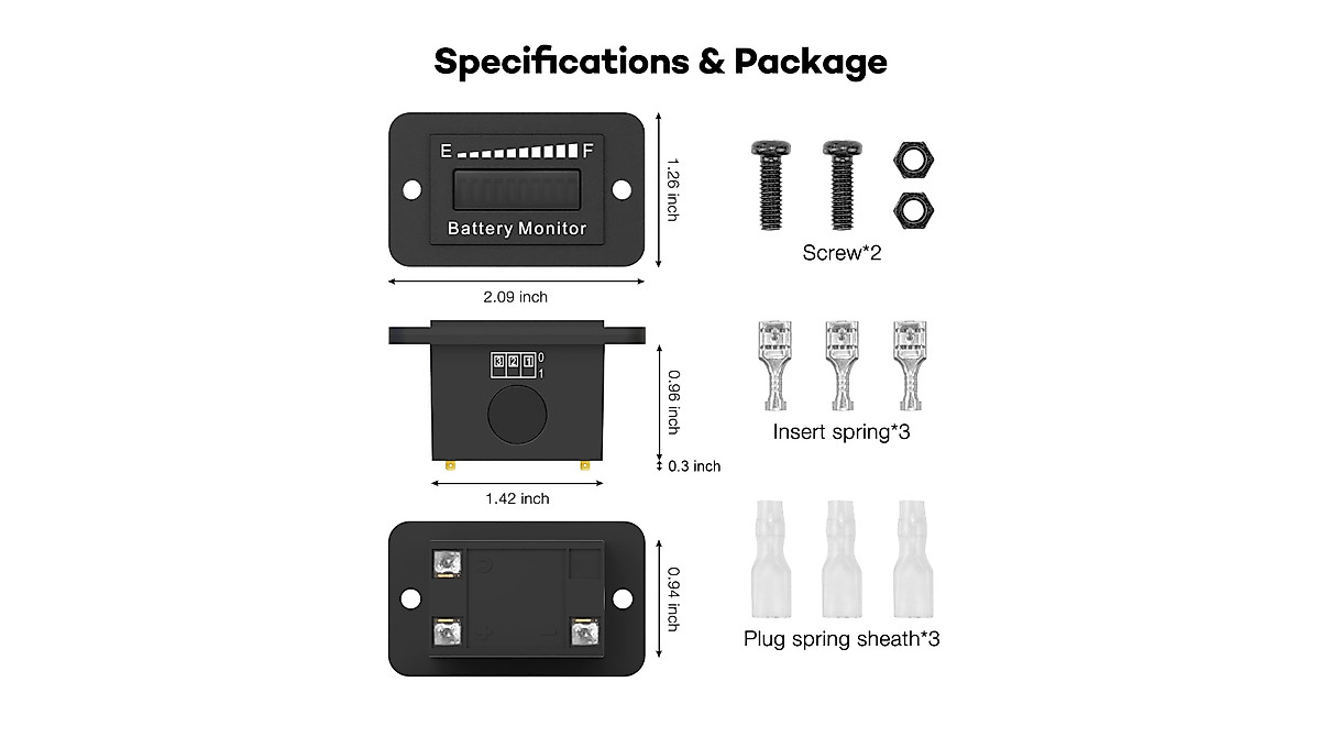 12V 24V 36V 48V 60V 72V LED Battery Monitor Meter Battery Fuel Gauge ...