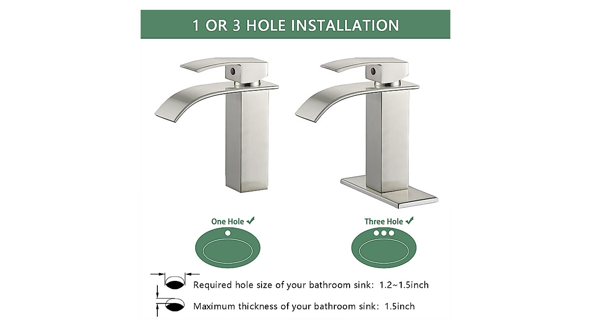 VOTON Waterfall Spout Faucet - Modern Brushed Nickel