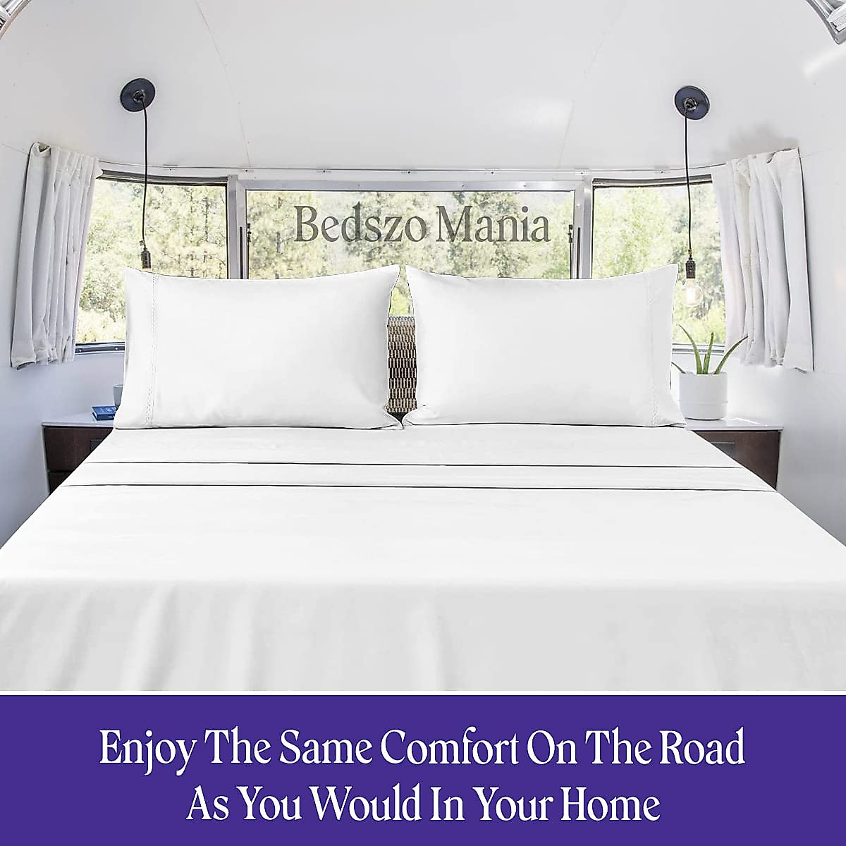 RV Bunk Sheet Set - 30 x 80 White Cotton for Cot Bunk Bed