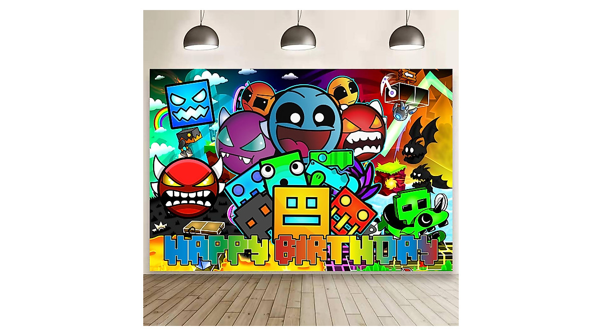 Geometry Dash Party Backdrop - Perfect for Kids' Celebrations