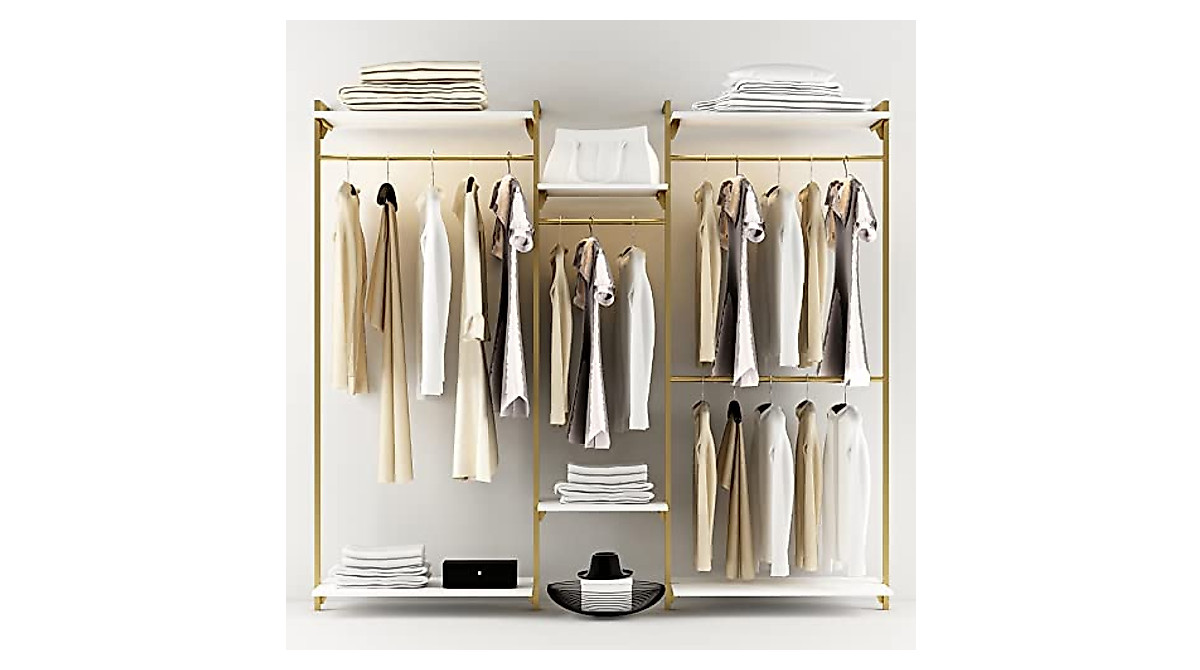 Auromie Gold Wall Mount Clothes Rack - Stylish Storage Solution