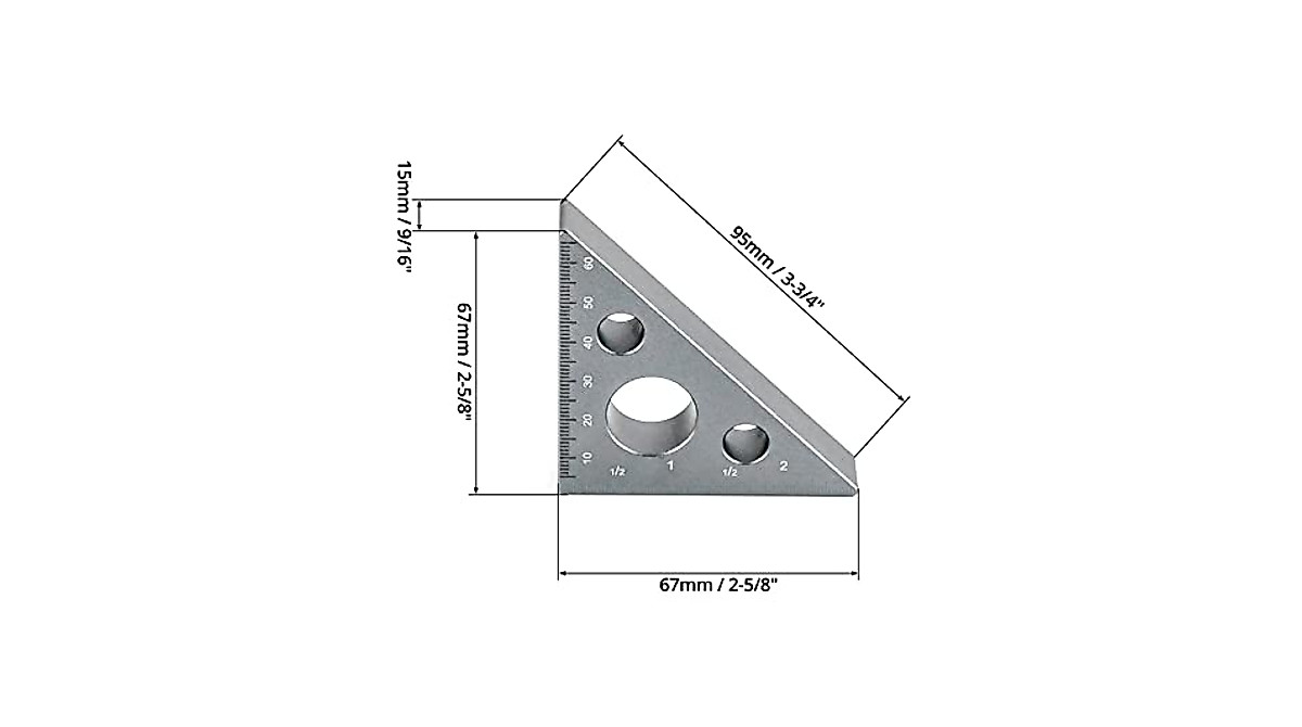 QWORK 45 Degree Angle Ruler for Woodworking - Precision Tool