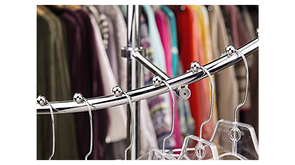 Chrome Spiral Clothing Rack – Stylish 29-Ball Garment Display