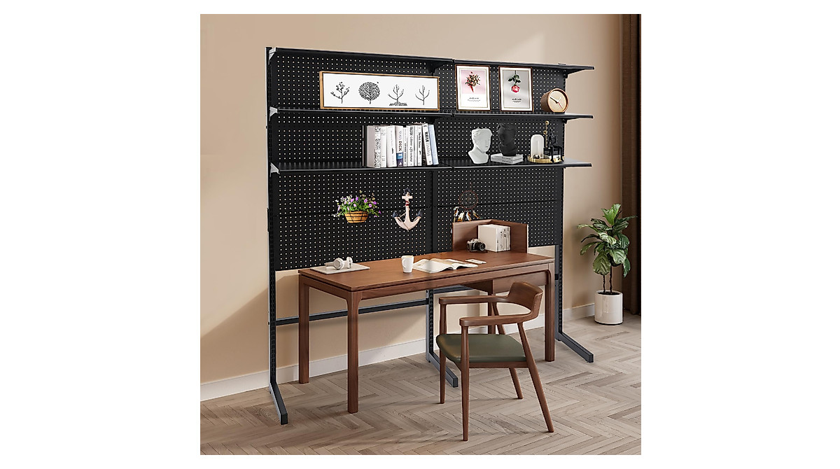 Freestanding Desk Pegboard Shelf - Versatile Storage Solution