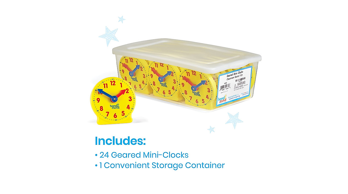 Mini Geared Teaching Clock for Kids - Learn to Tell Time