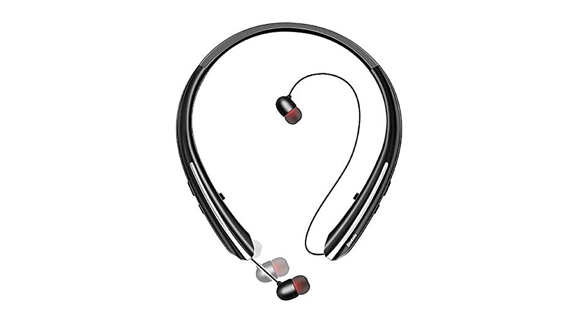 Wireless Neckband Headphones: Retractable, Noise Cancelling