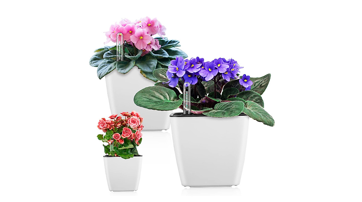 GS Garden Self Watering Planters – 3-Pack for Indoor Plants