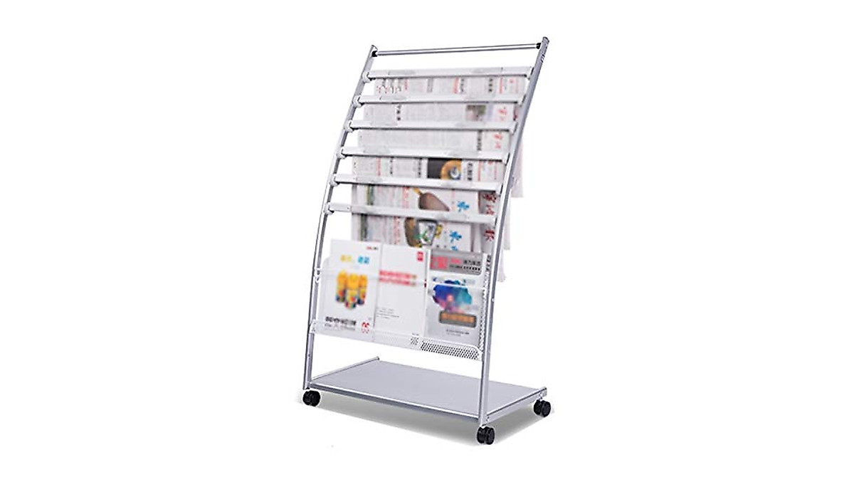 MUMUJIN Magazine Rack with Wheels - Mobile Steel Storage for Magazines ...