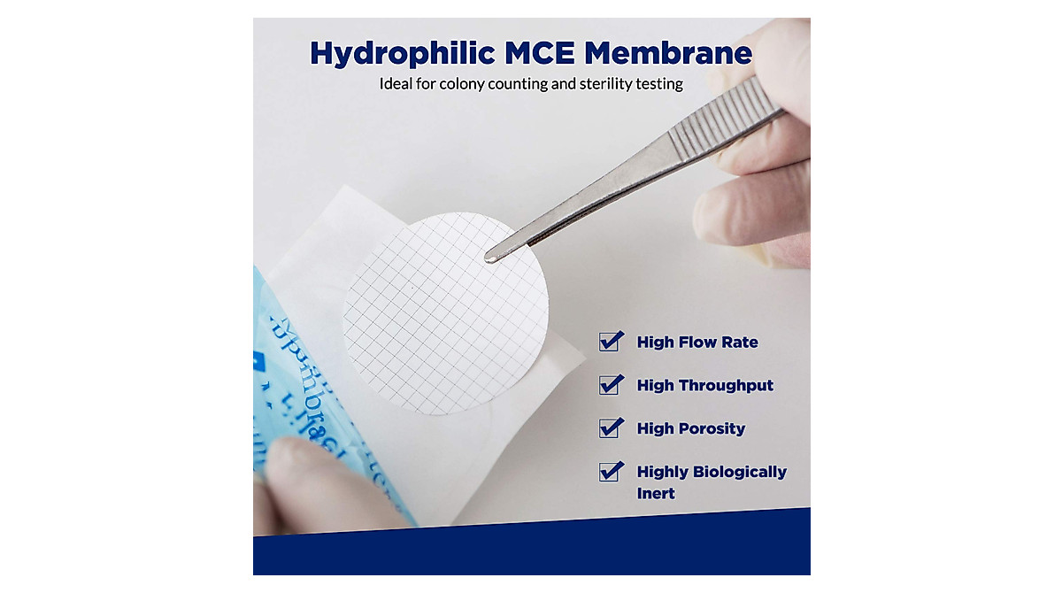 MCE Gridded Membrane Filter 47mm 0.45µm for Microbial Testing