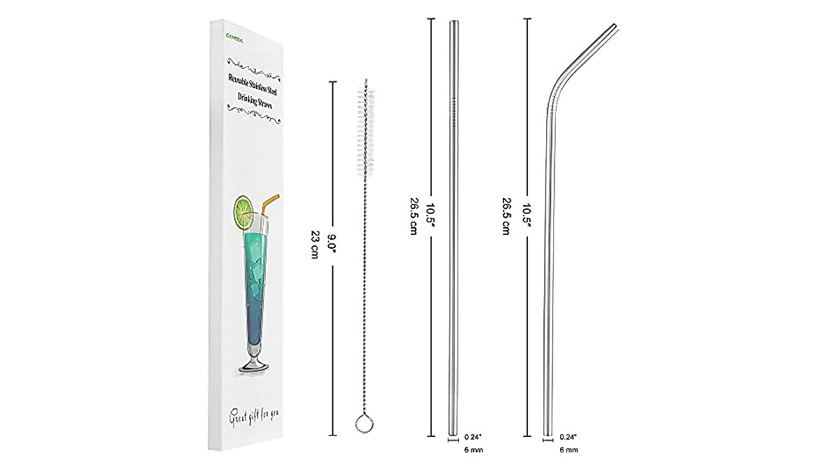 Eco-Friendly Reusable Metal Straws Set – 4 Straws Included
