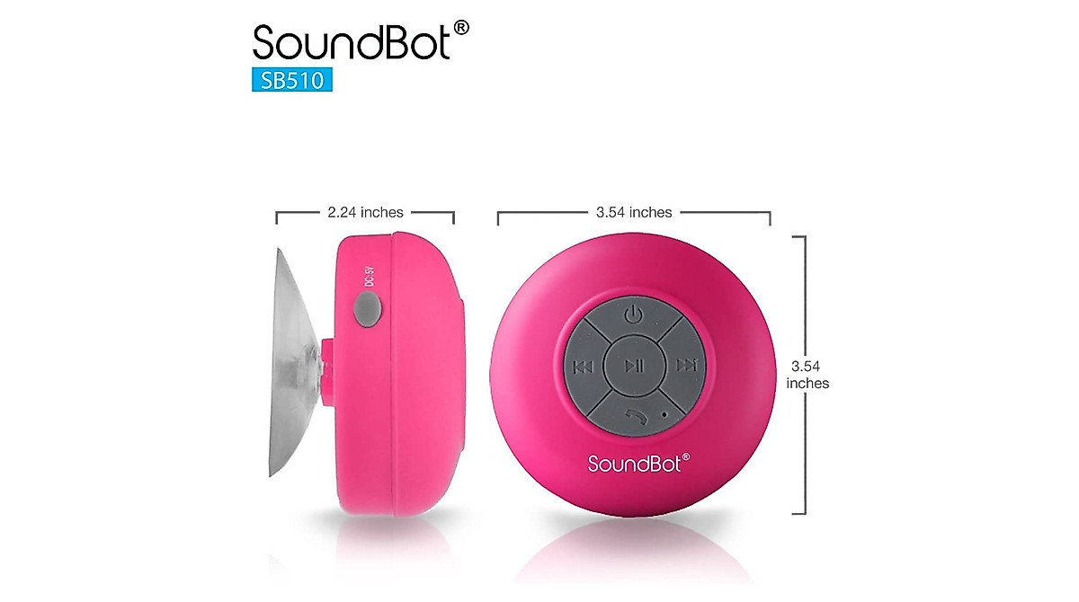 SoundBot SB510 Pink Bluetooth Shower Speaker - HD & Waterproof
