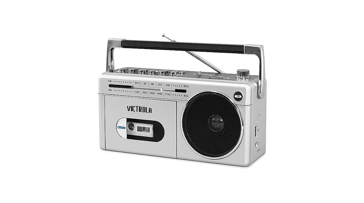 Victrola Mini Bluetooth Boombox with Cassette Player & FM Radio