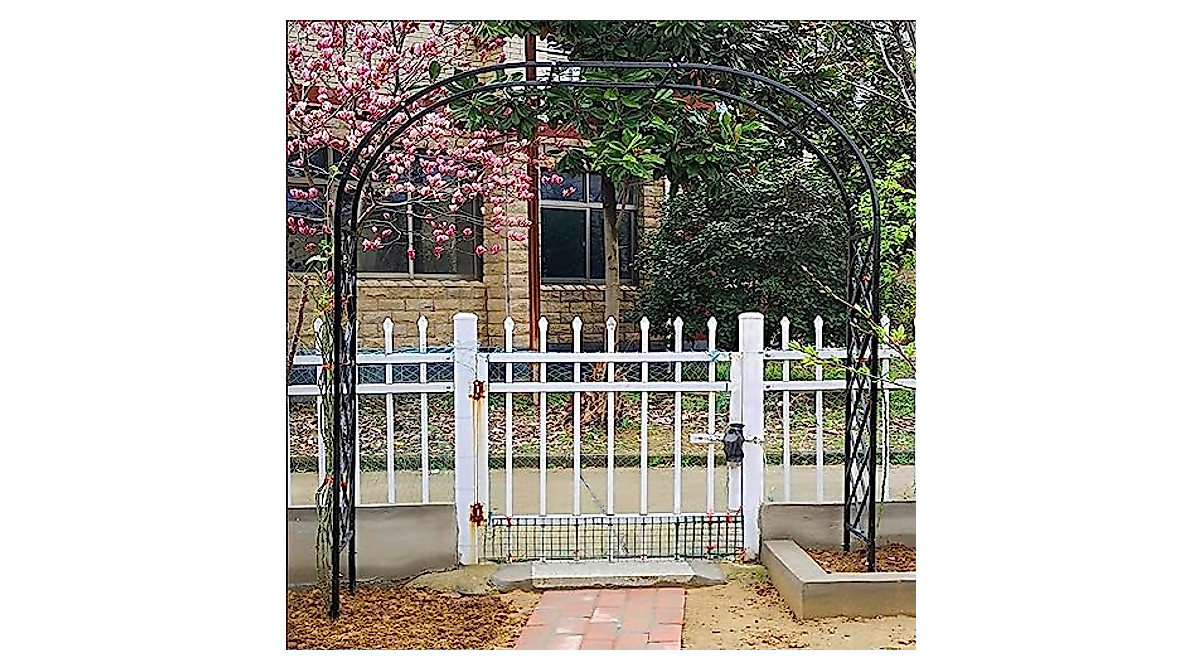 Stylish Black Metal Garden Arch for Climbing Plants