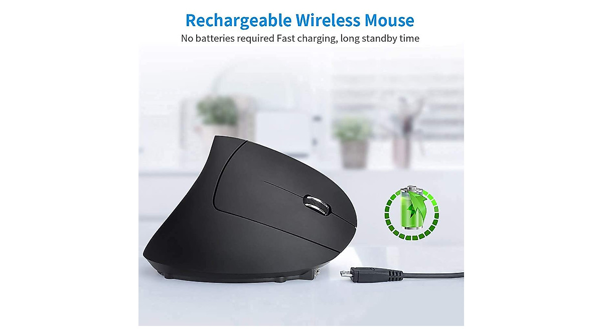 shoplease Wireless Rechargeable Vertical Mouse for Big Hands