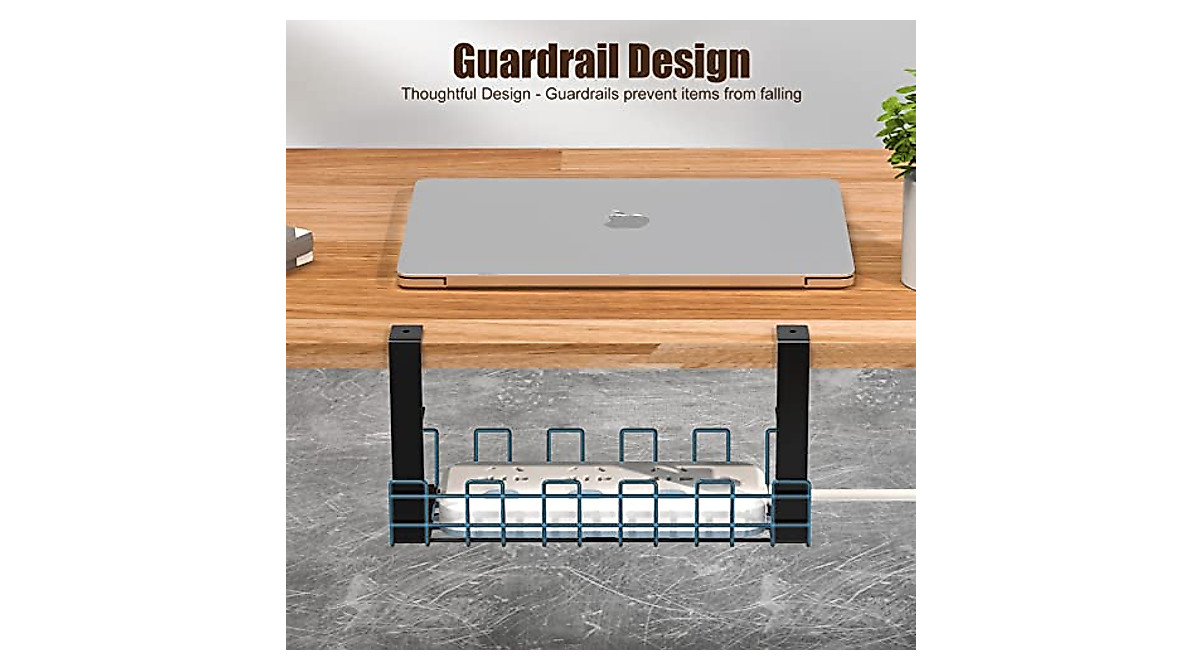 Under Desk Cable Management Tray - No Drill Steel Organizer by Waysse