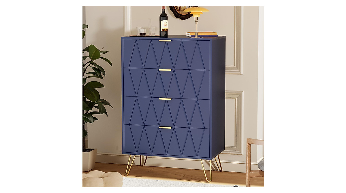Stylish Navy Blue 4 Drawer Dresser - UEV
