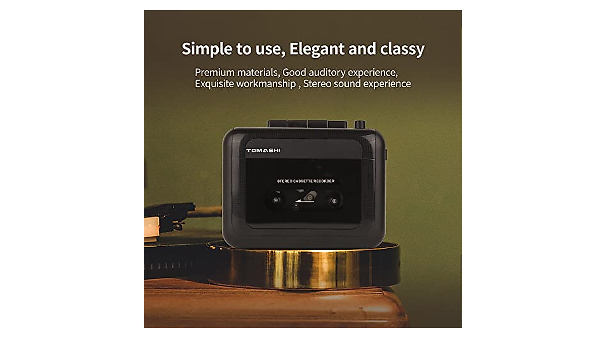 TOMASHI Portable Cassette Player Walkman with Mic & Auto-Stop