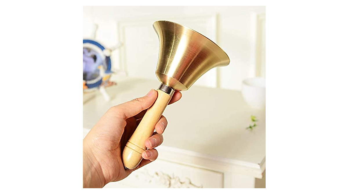 TUTOOLS Brass Hand Bell for Classroom, Service & Emergency Use