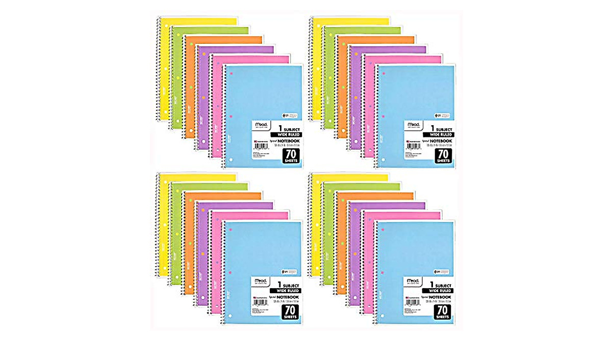 Mead Spiral Notebook 24 Pack - Cute Pastel Colors