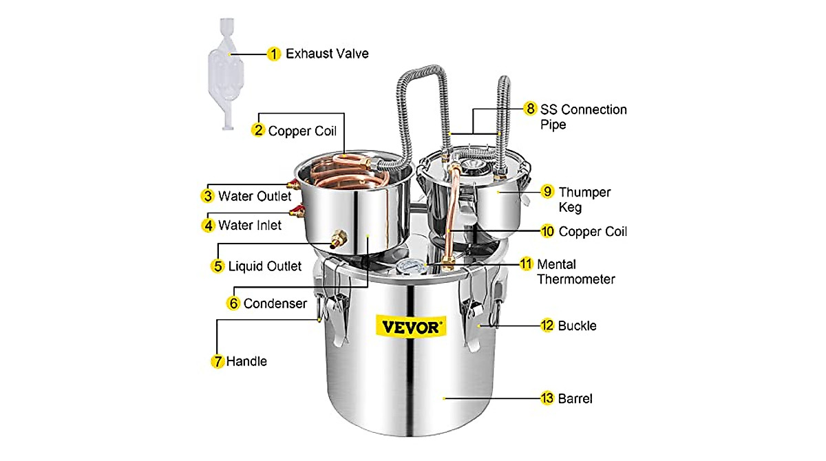 VEVOR Alcohol Still Kit - 50L Stainless Steel Distiller