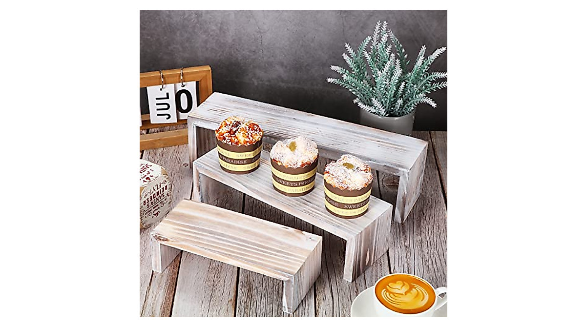 Rustic Wood Cake Display Riser Stands Set of 3