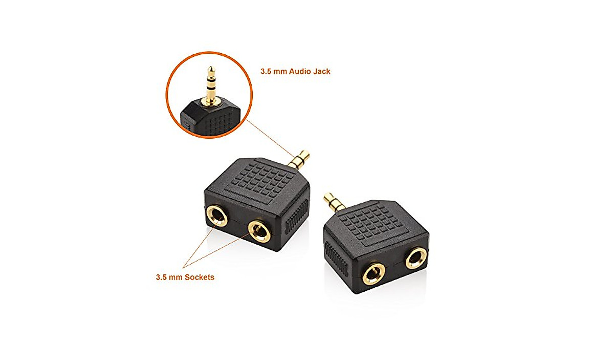 Mobi Lock 3.5mm Headphone Y Splitter Pack of 2