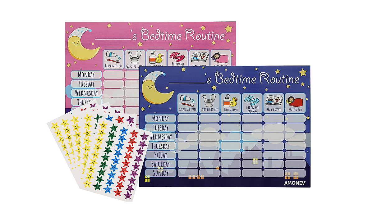 Amonev Bedtime Routine Charts - Fun Sleep Training