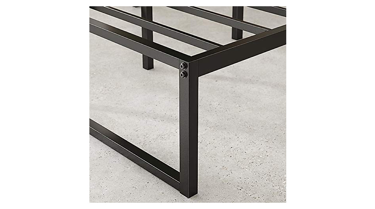 Zinus Letto In Metallo Con Contenitore 150x200 Cm - Telaio Platform Nero, 36 Cm Altezza, Capacità 318 Kg