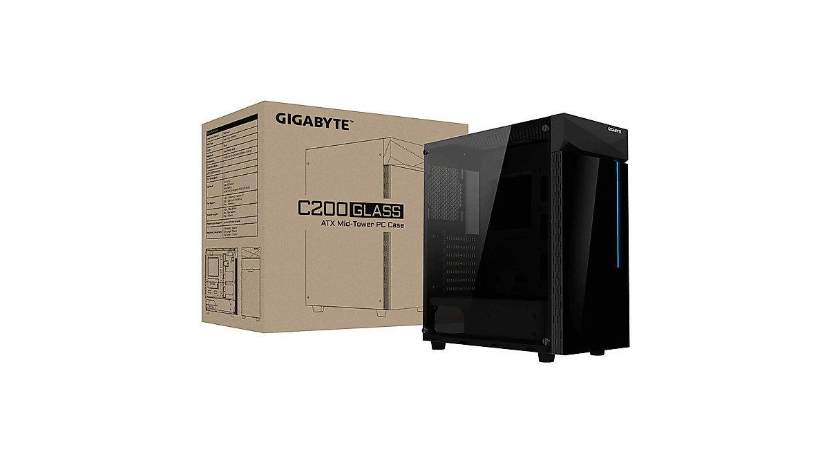 GIGABYTE C200 Glass - Sleek Black Gaming Case
