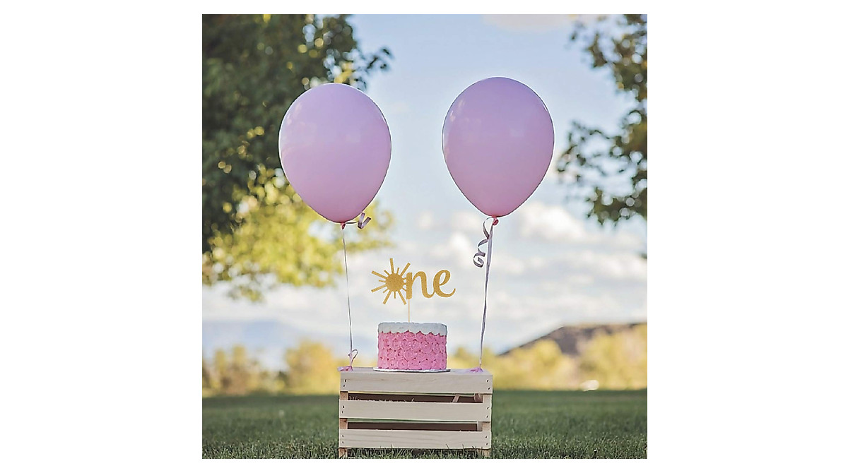 Baby 1st Birthday Cake Topper - Gold Glitter Sunshine Decor