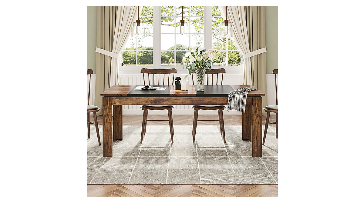 Tribesigns Rustic Dining Table for Family & Friends | 71-Inch Table